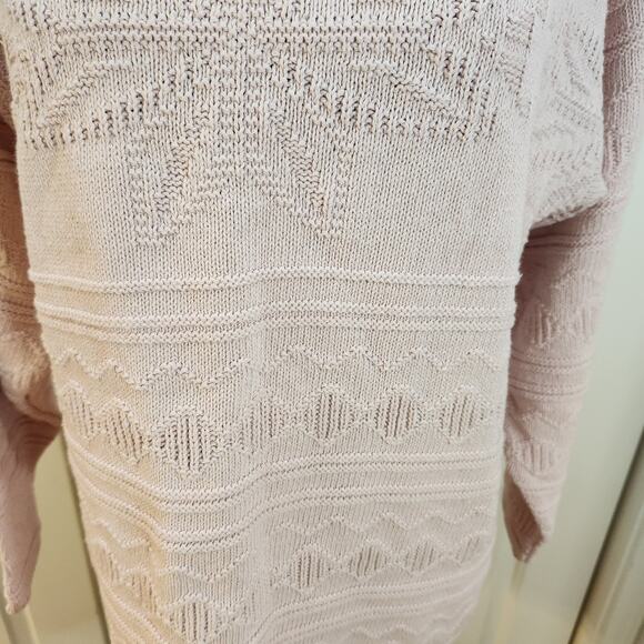 A Knitch Above by Spar Knitwear Women's Med Pink Knit Sweater Mock Neck Cotton - Picture 4 of 10